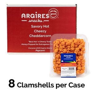 Spicy Hot Cheddar Popcorn - Container Case (8/7 oz Containers)
